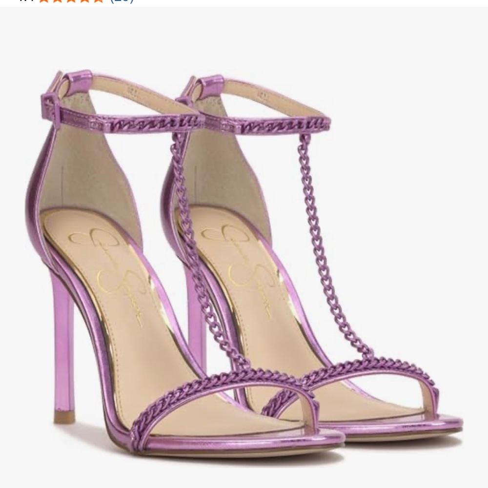 Jessica Simpson QIVEN Metallic Purple T-Strap High Heel Sandals